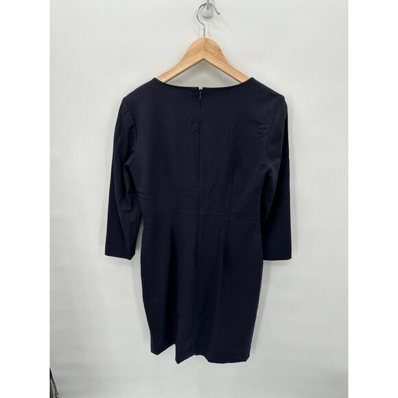 LAFAYETTE 148 Navy Virgin Wool Long Sleeve Pencil Dress // 4 - Picture 9 of 9